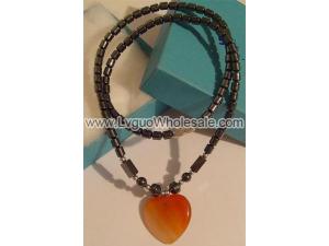 Agate Heart Pendant Chain Choker Fashion Necklace